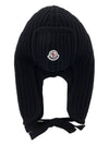 Logo Patch Wool Beanie Black - MONCLER - BALAAN 11