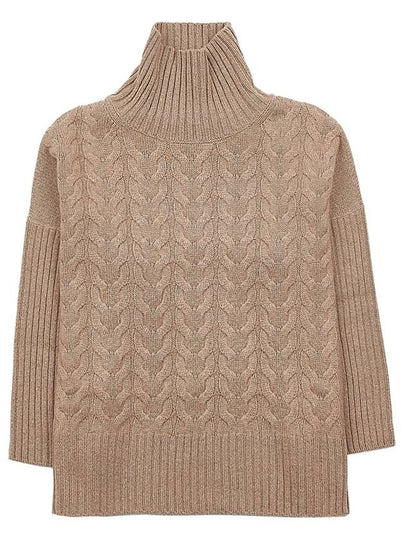 Women's Okra Cable Cashmere Turtleneck Beige - MAX MARA - BALAAN 2