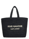 Rive Gauche Raffia Crochet Tote Bag Black - SAINT LAURENT - BALAAN 1