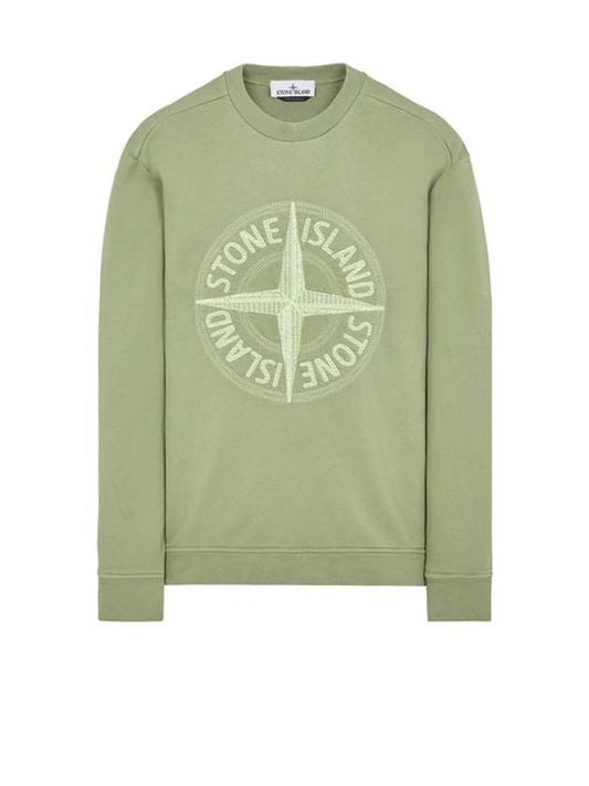 Garment Dyed Stitches Four Print Crewneck Sweatshirt Green - STONE ISLAND - BALAAN 2