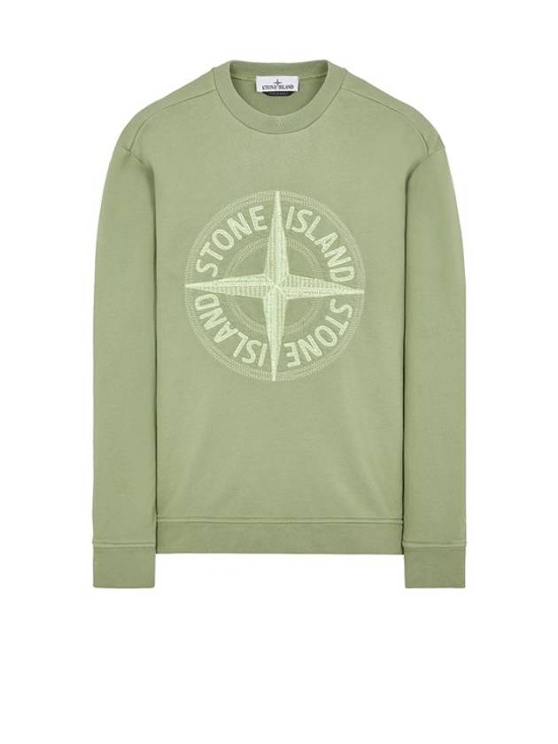 Garment Dyed Stitches Four Print Crewneck Sweatshirt Green - STONE ISLAND - BALAAN 1