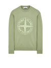 Garment Dyed Stitches Four Print Crewneck Sweatshirt Green - STONE ISLAND - BALAAN 1