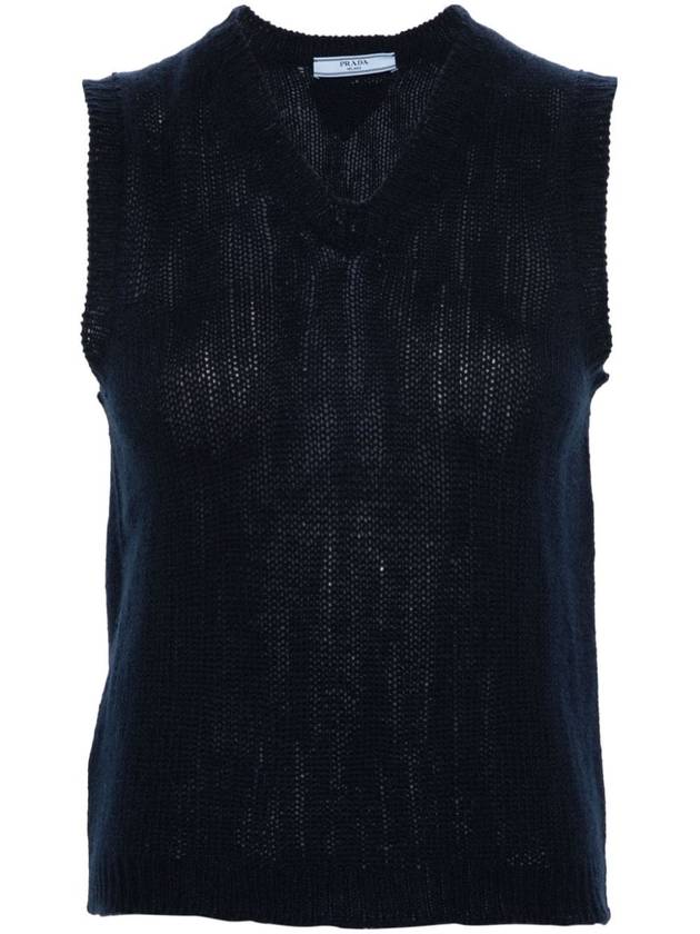 V neck knit vest navy - PRADA - BALAAN 2