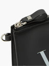 VLTN Logo Strap Handle Clutch Bag Black - VALENTINO - BALAAN 4