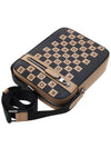 Checkerboard Logo Print Zippered Leather Cross Bag Black - MICHAEL KORS - BALAAN 5