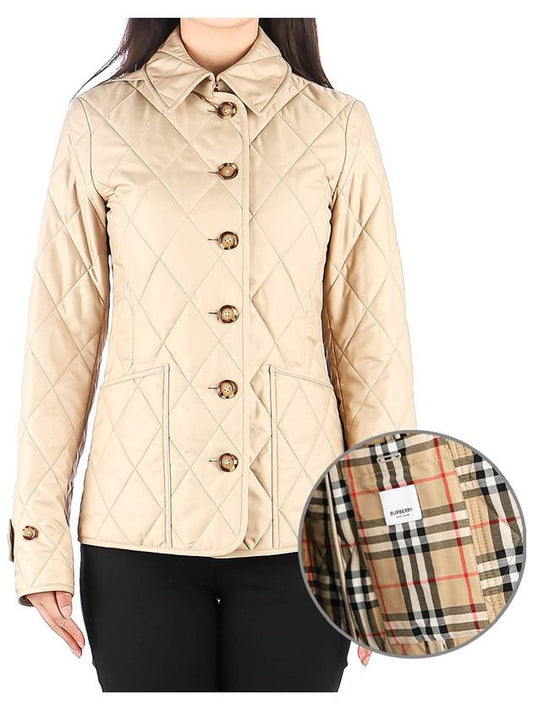 Diamond Quilted Thermoregulated Jacket New Chino Beige - BURBERRY - BALAAN 2