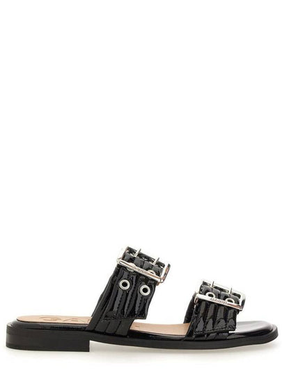 Buckle Flat Leather Sandals S2664 - GANNI - BALAAN 2