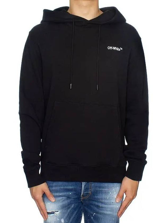 Men s Mini Logo Printed Hooded Sweatshirt Black OMBB034E - OFF WHITE - BALAAN 2