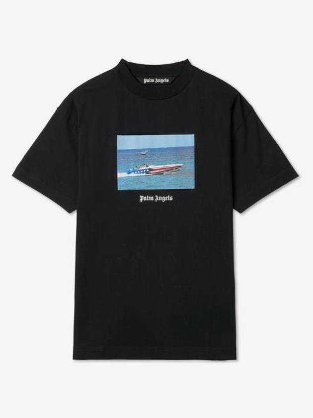 Getty Speedboat Classic Short Sleeve T-Shirt Black - PALM ANGELS - BALAAN 2