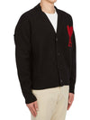 Heart Logo V Neck Wool Cardigan Black - AMI - BALAAN 4