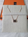 Mini Pop H Pendant Rose Gold & Noir - HERMES - BALAAN 3