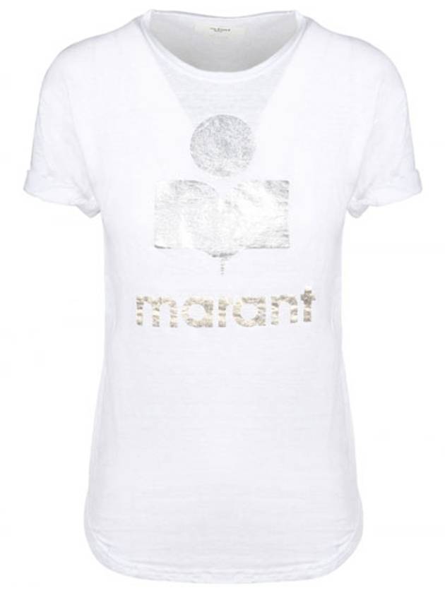 00MTS0382 00M008E WH Kuta side cut linen short sleeve t-shirt white women t-shirt TJ - ISABEL MARANT - BALAAN 1