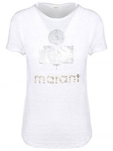 00MTS0382 00M008E WH Kuta side cut linen short sleeve t-shirt white women t-shirt TJ - ISABEL MARANT - BALAAN 1