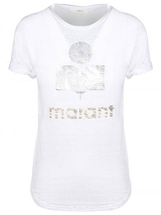 00MTS0382 00M008E WH Kuta side cut linen short sleeve t-shirt white women t-shirt TJ - ISABEL MARANT - BALAAN 1