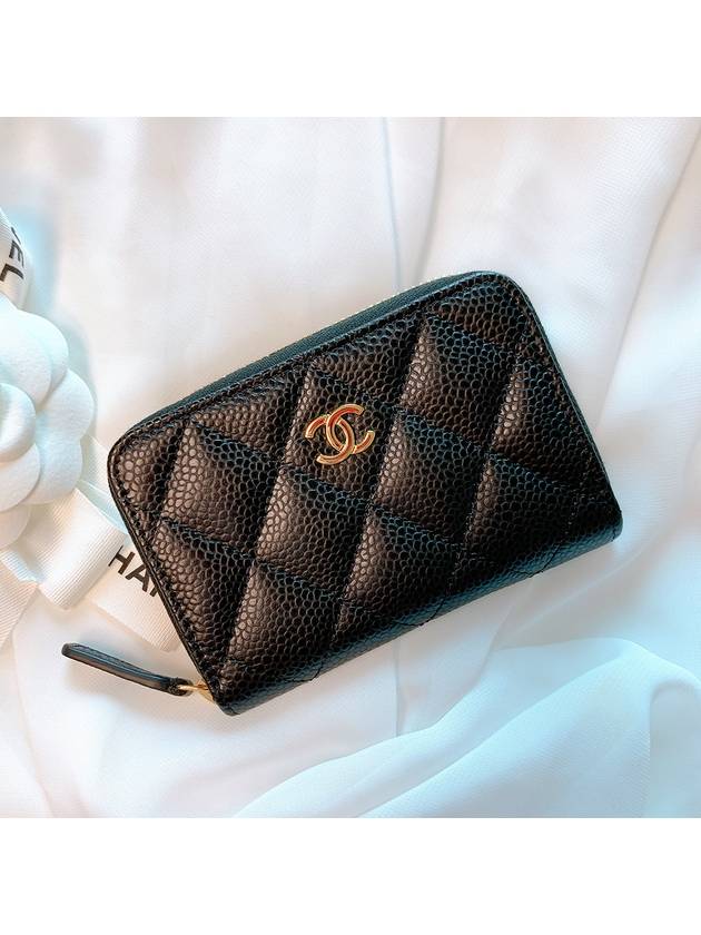 Classic Zipped Coin Purse Grained Calfskin & Gold Black - CHANEL - BALAAN 2