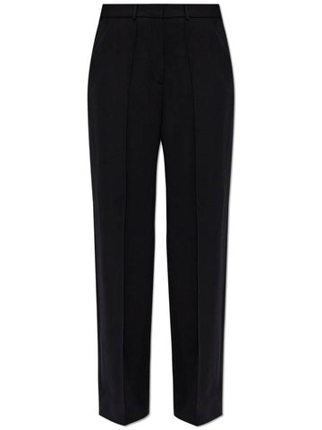 Balmain Woolen Creased Trousers, Women's, Black - BALMAIN - BALAAN 1