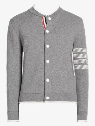 Anchor Jacquard 4-Bar Bomber Jacket Light Grey - THOM BROWNE - BALAAN 2