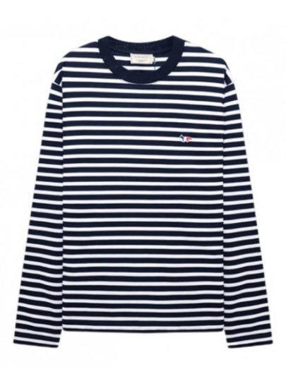 Fox Logo Stripe Long Sleeve T-Shirt Navy - MAISON KITSUNE - BALAAN 2