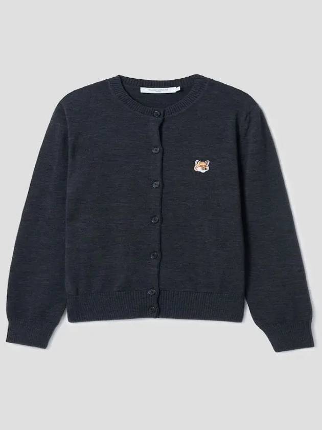 Fox Head Patch Adjusted Round Neck Cardigan Grey - MAISON KITSUNE - BALAAN 2