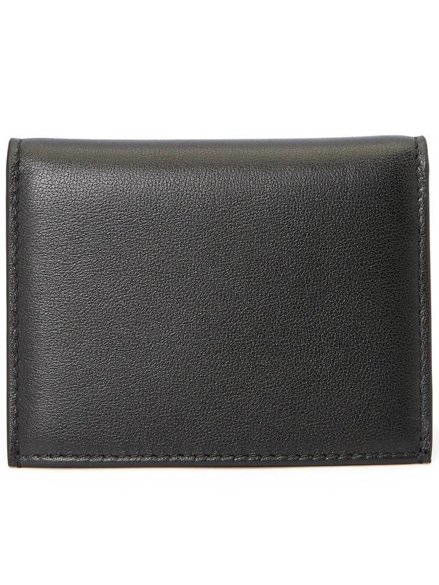 V Logo Signature Leather Card Wallet Black - VALENTINO - BALAAN 3