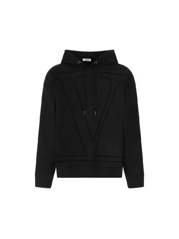 Maxi V Logo Hoodie Black - VALENTINO - BALAAN 2