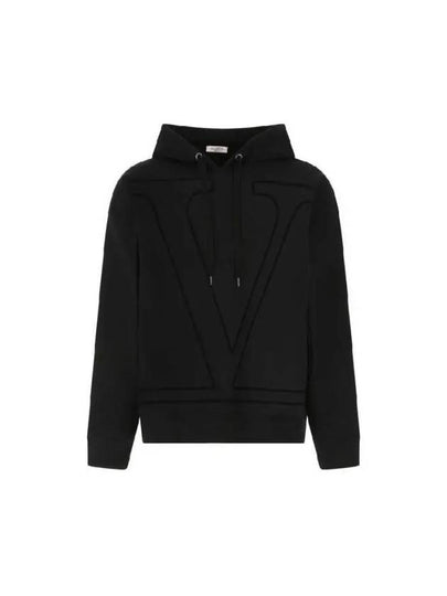 Maxi V Logo Hoodie Black - VALENTINO - BALAAN 2