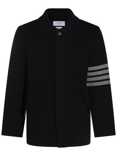 4 Bar Detail Merino Wool Single Coat Navy - THOM BROWNE - BALAAN 1