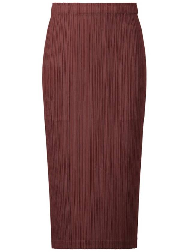 Pleats Please October 23 Monthly Color Burgundy Wine Brown Long Pleated Skirt JG144 - ISSEY MIYAKE - BALAAN 1