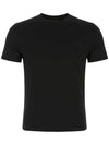 Embroidered Triangle Logo Stretch Cotton Short Sleeve T-Shirt Black - PRADA - BALAAN 1