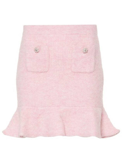 Women's Fluffy Rib Knit A-Line Skirt Pink - SELF PORTRAIT - BALAAN 2