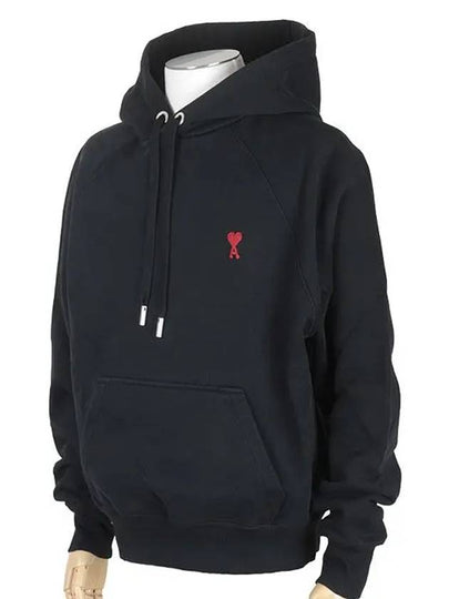 Heart Logo Cotton Hoodie Black - AMI - BALAAN 2