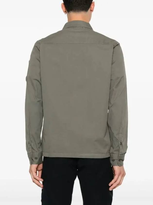 Oversized Organic Gabardine Long Sleeve Shirt Green - CP COMPANY - BALAAN 6