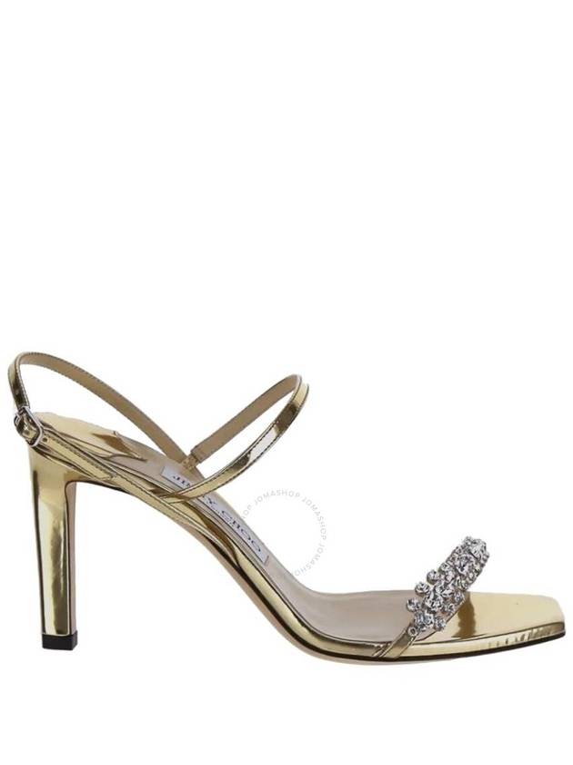 Open Box - Jimmy Choo Gold Crystal Meira 85 Leather Sandals, Brand Size 39 ( US Size 9 ) - JIMMY CHOO - BALAAN 1