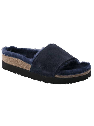 Klomp Shearling Slippers Navy - BIRKENSTOCK - BALAAN 1