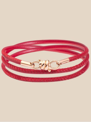 Bracciale nodo in oro rosa 9 kt con cinturino pelle bordeaux - DODO - BALAAN 1