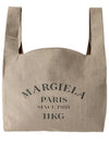 Logo Print Linen Shopper Tote Bag Beige - MAISON MARGIELA - BALAAN 1