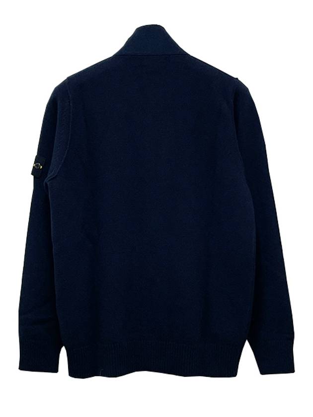 Lambswool Knit Cardigan Navy - STONE ISLAND - BALAAN 4