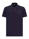 Embroidered Monogram Short Sleeve Polo Shirt Dark Blue - MONCLER - BALAAN 1