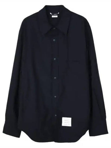 Diagonal striped plain weaving wool snap button shirt type jacket men - THOM BROWNE - BALAAN 1