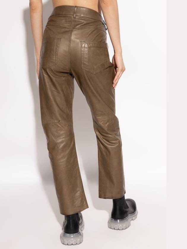 Rick Owens Leather Pants Detroit, Women's, Brown - RICK OWENS - BALAAN 4