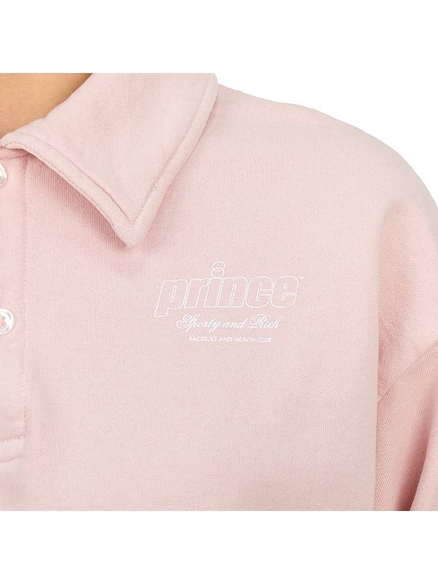 Print Cotton Long Sleeve Polo Shirt Baby Pink - SPORTY & RICH - BALAAN 9