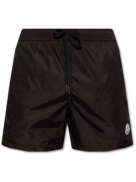 logo patch swim shorts black - MONCLER - BALAAN.