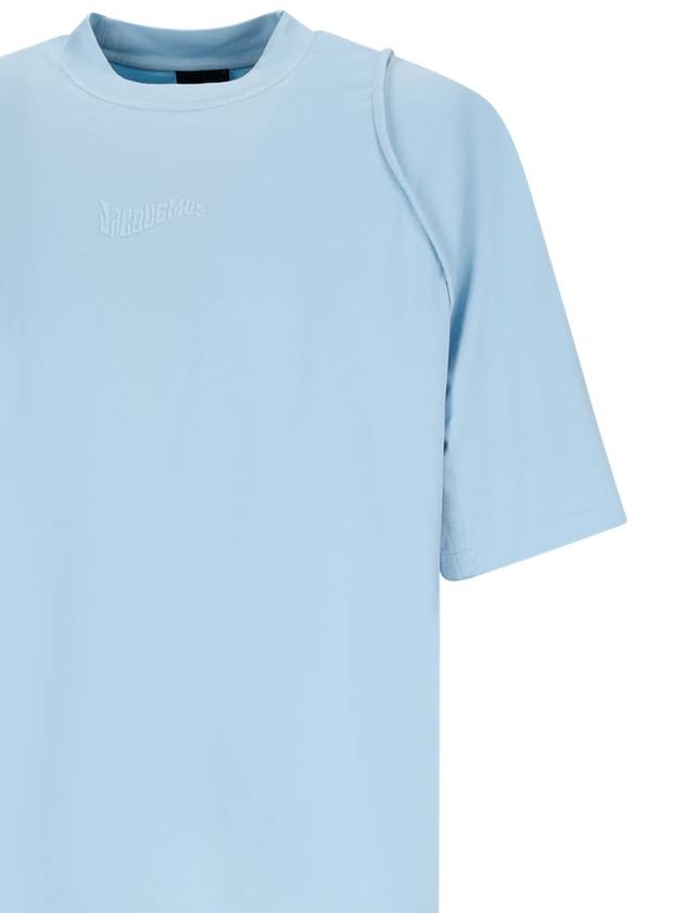 Camargue Embroidered Logo Cotton Short Sleeve T-shirt Light Blue - JACQUEMUS - BALAAN 4