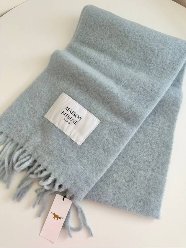 Alpaca Scarf LW06206WA0022 Gray Dawn Blue - MAISON KITSUNE - BALAAN 6