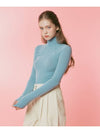 Wool High Neck Long Sleeve T-Shirt Sky Blue - ETRE AU SOMMET - BALAAN 5