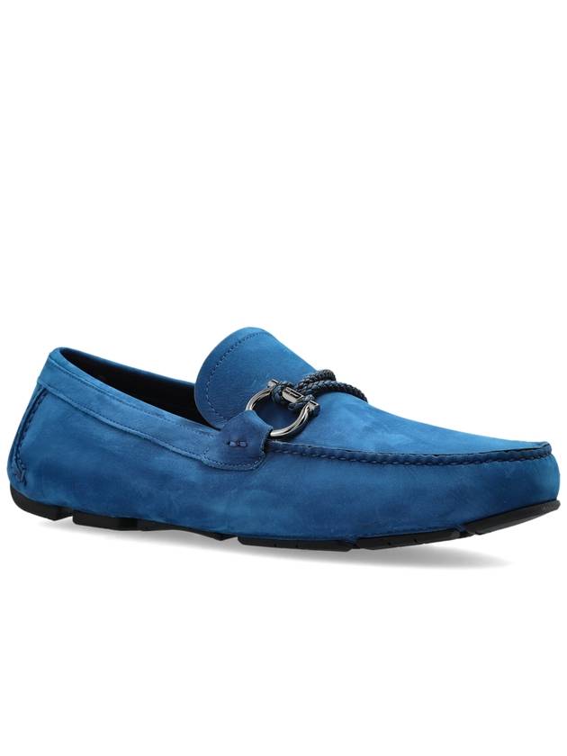 FERRAGAMO Suede Loafers Front, Men's, Blue - SALVATORE FERRAGAMO - BALAAN 4