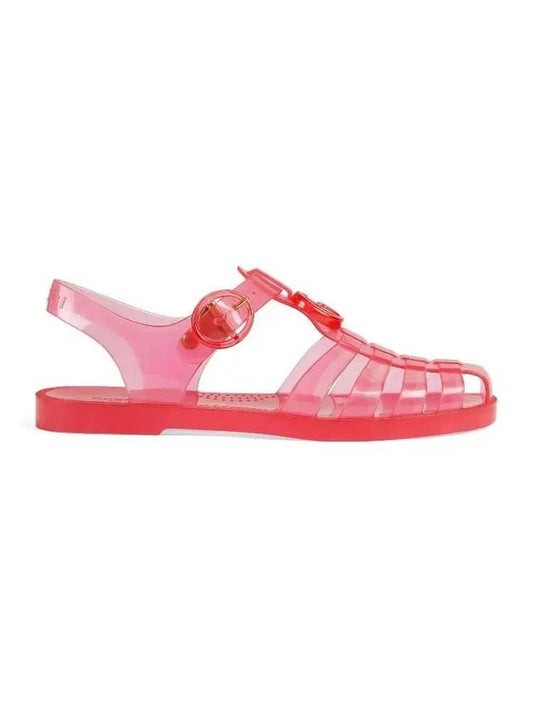 Women's Double G Transparent Rubber Sandals Pink - GUCCI - BALAAN 1