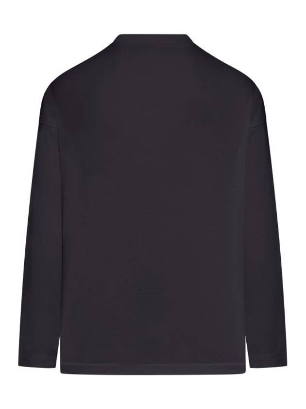 Logo Print Cotton Long Sleeve T-Shirt Black - JIL SANDER - BALAAN 3