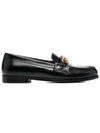 V Logo Plaque Penny Loafers Black - VALENTINO - BALAAN 1