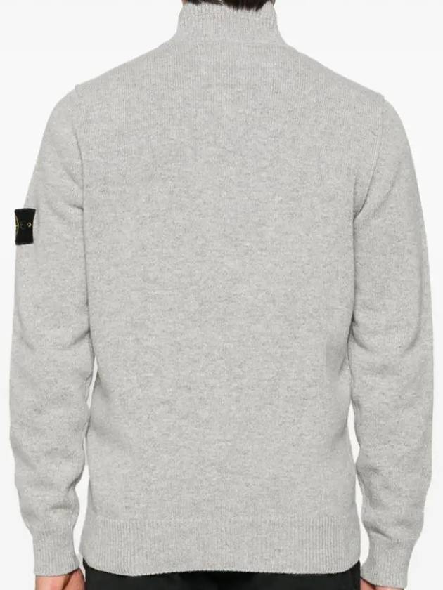 Wappen Patch Half Button Lambswool Knit Top Grey - STONE ISLAND - BALAAN 5